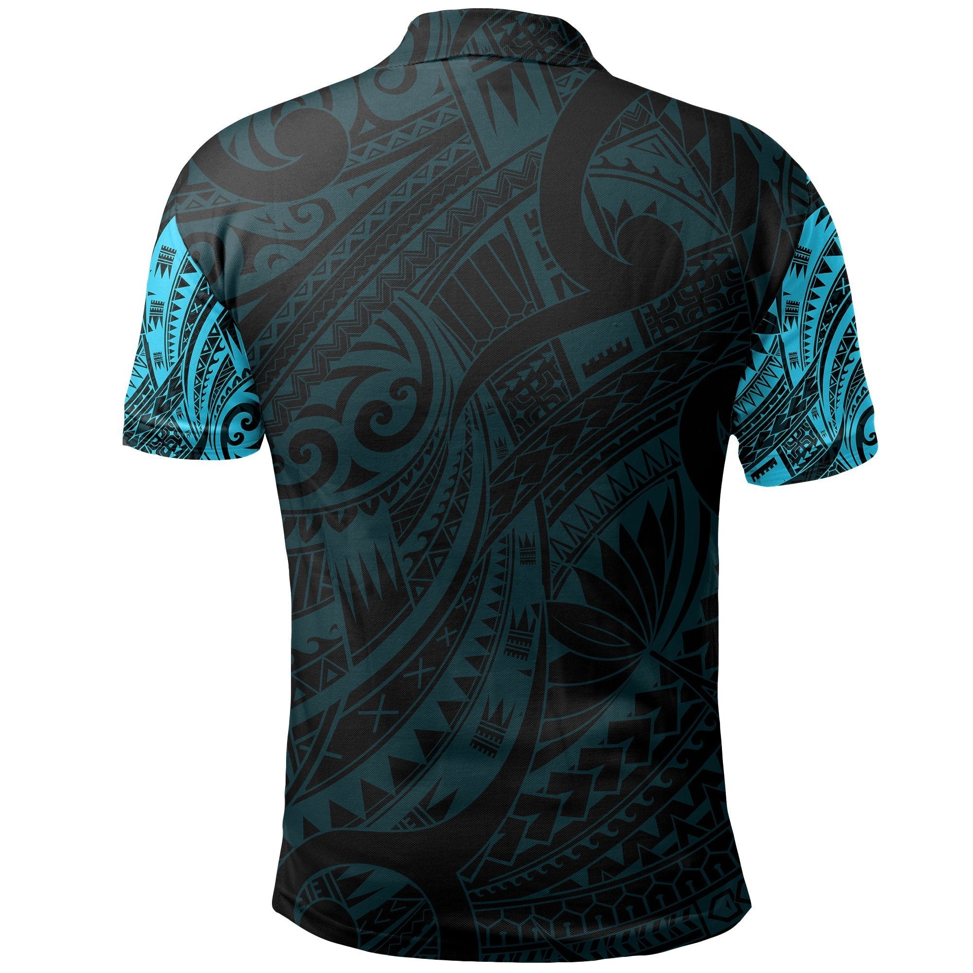 New Zealand Maori Polo, Polynesian Turtle Tattoo Polo Shirt Blue - Vibe Hoodie Shop