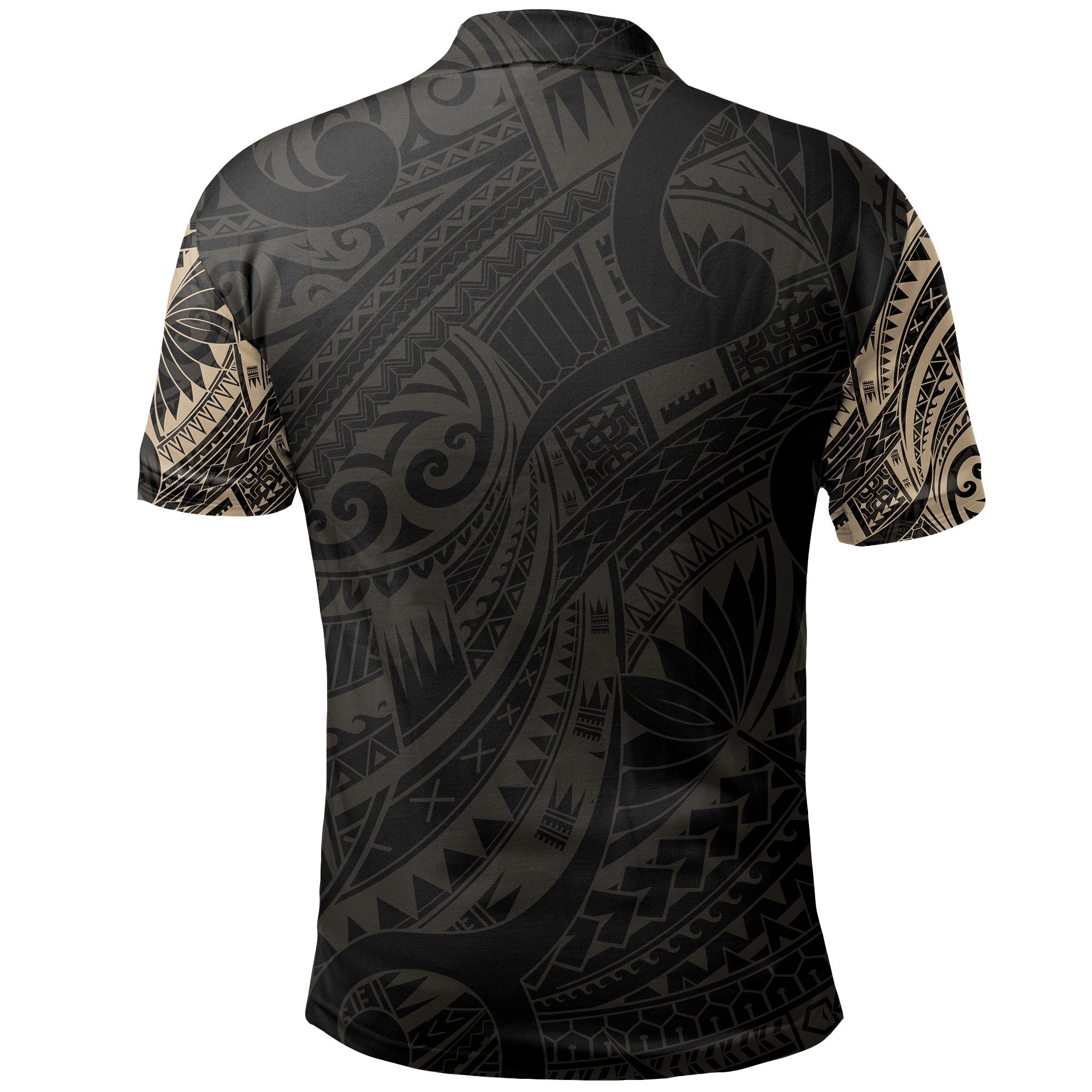 New Zealand Maori Polo, Polynesian Turtle Tattoo Polo Shirt Gold - Vibe Hoodie Shop