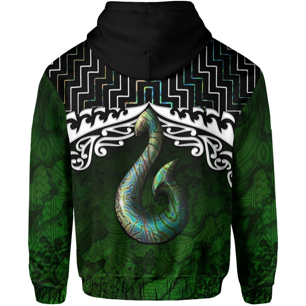 New Zealand Maori Hoodie, Poutama Hei Matau Paua Shell Pullover Hoodie - Vibe Hoodie Shop