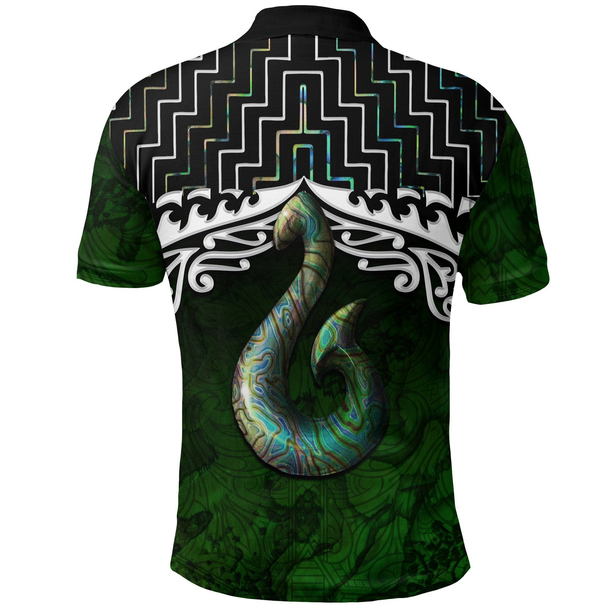 New Zealand Maori Polo Shirt, Poutama Hei Matau Paua Shell Golf Shirt - Vibe Hoodie Shop