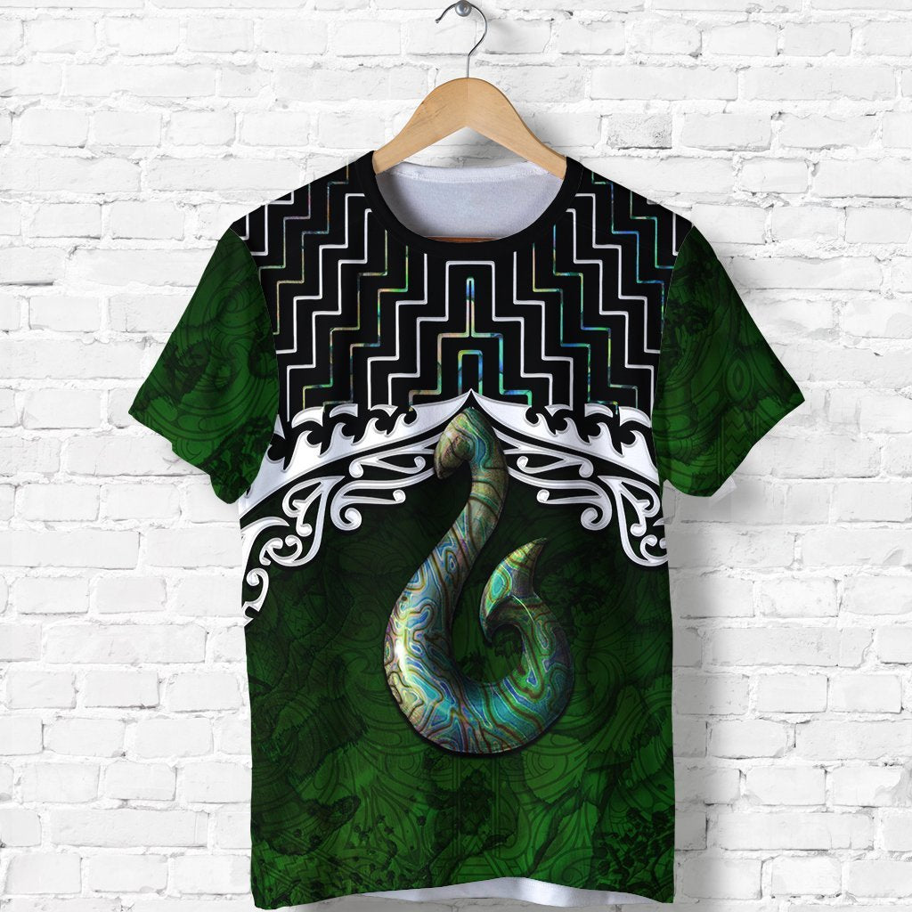 New Zealand Maori Shirt, Poutama Hei Matau Paua Shell T shirt - Vibe Hoodie Shop