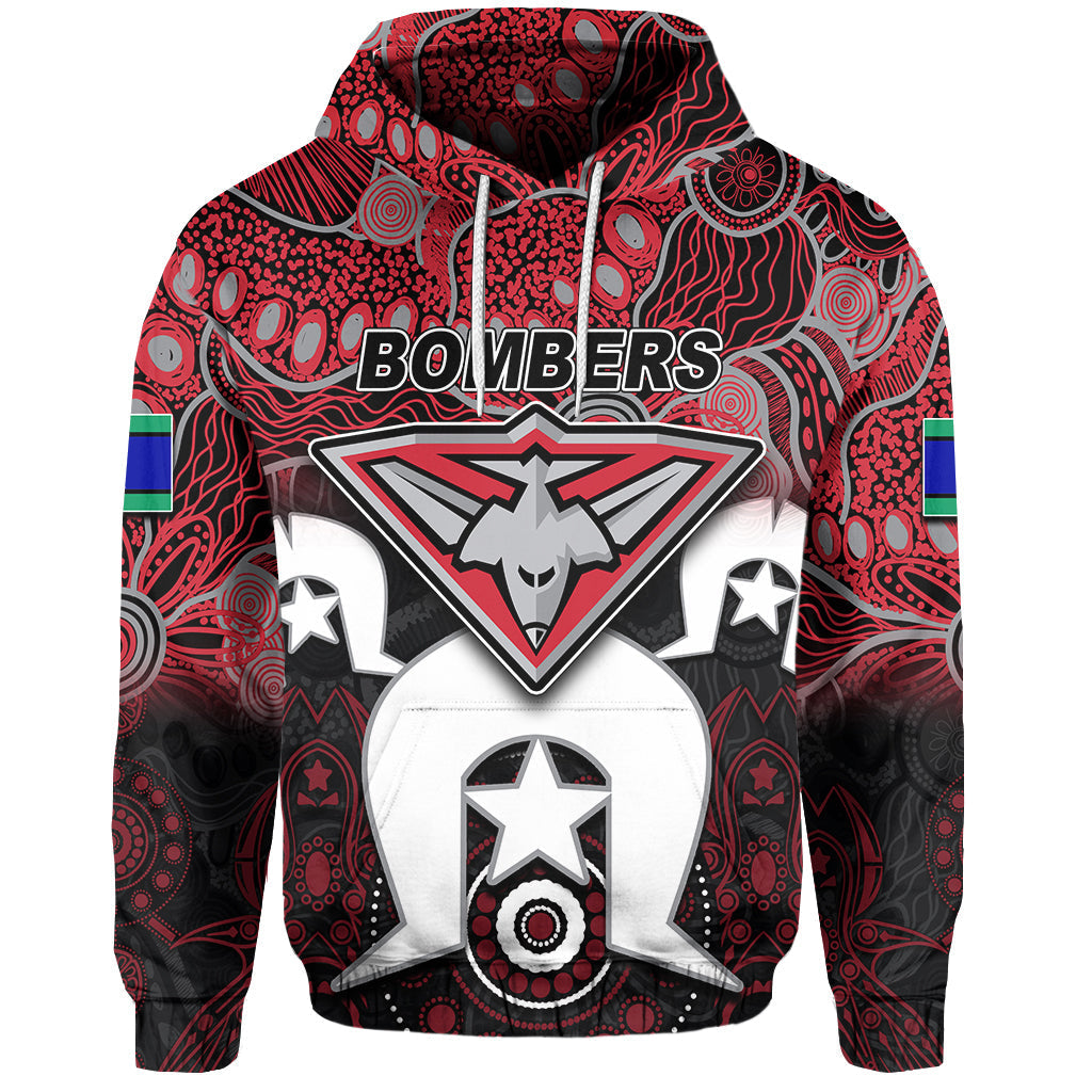 (Custom Personalised) Bombers Australian Football Torres Strait Islanders Mix Aboriginal Hoodie LT6 - Vibe Hoodie Shop