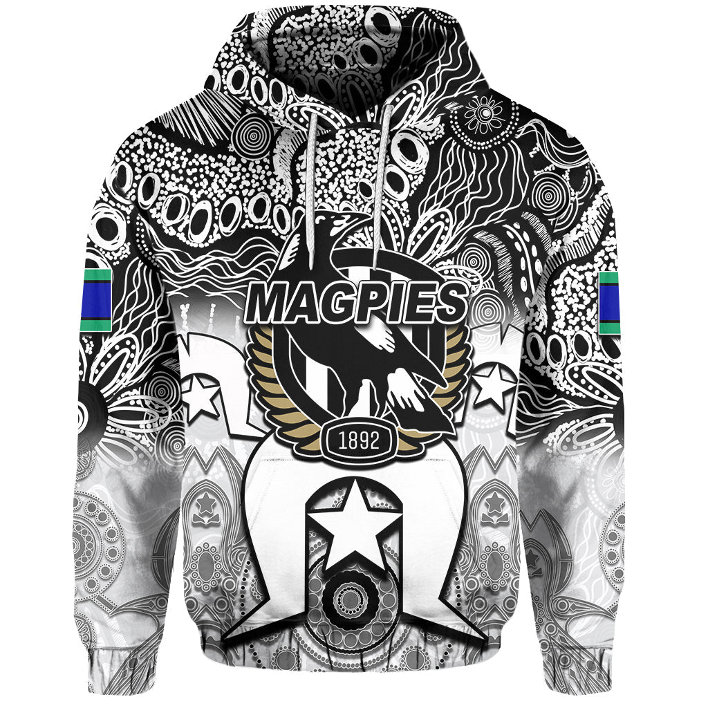 (Custom Personalised) Magpies Australian Football Torres Strait Islanders Mix Aboriginal Hoodie LT6 - Vibe Hoodie Shop