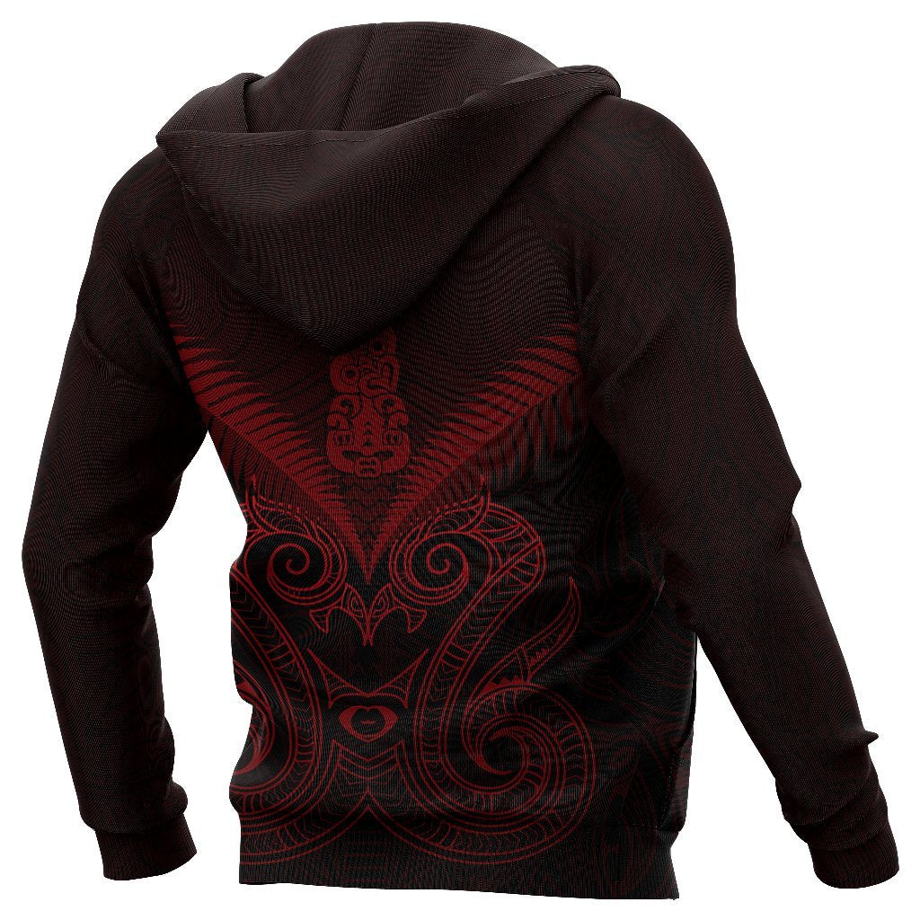 Maori Manaia New Zealand Zip Up Hoodie Red - Vibe Hoodie Shop