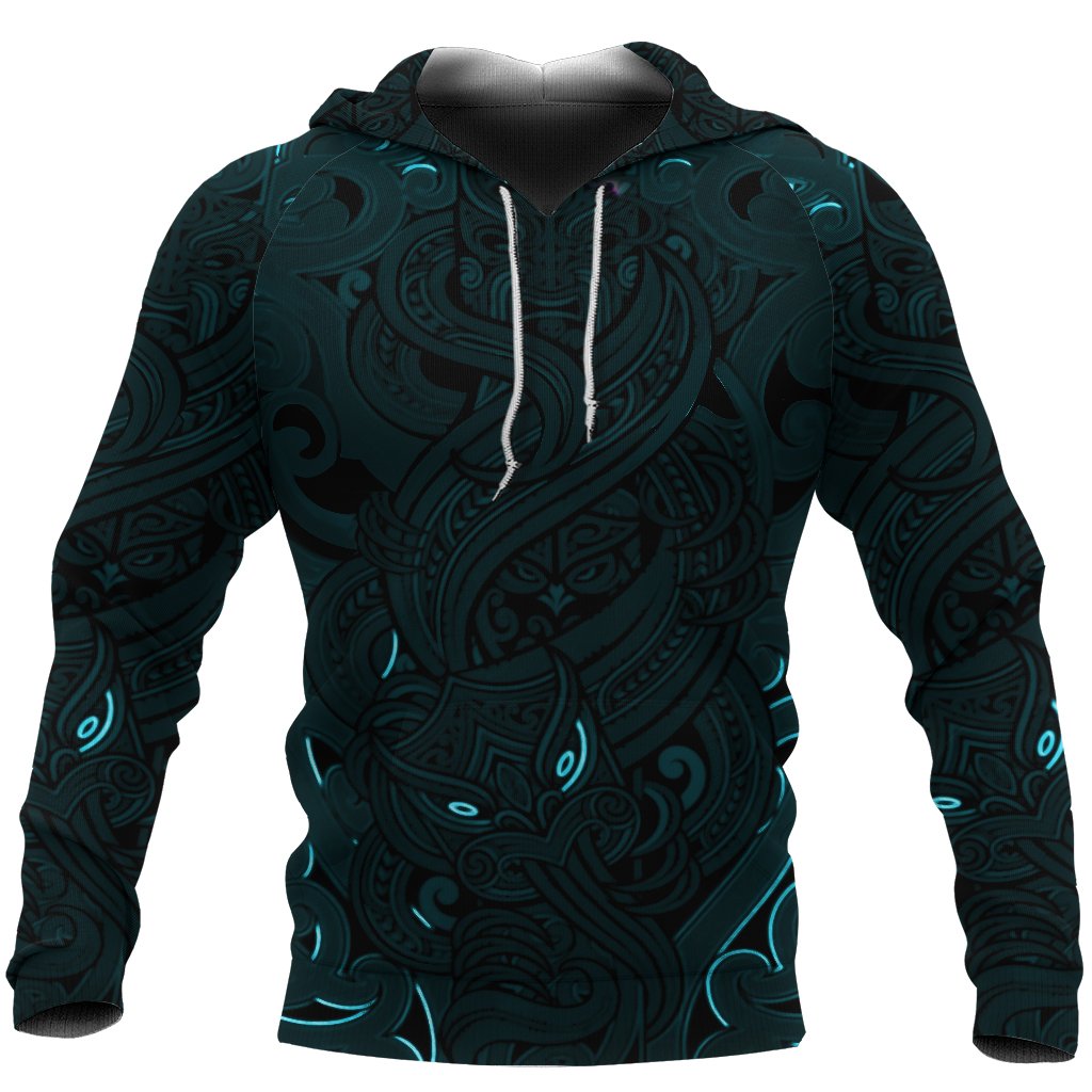 New Zealand Hoodie, Maori Gods Pullover Hoodie, Tumatauenga (God Of War) - Blue - Vibe Hoodie Shop