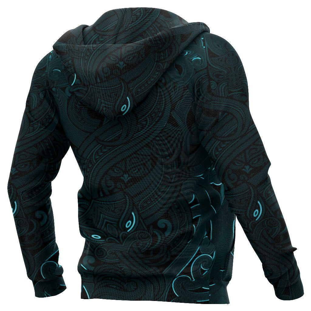 Lionnix New Zealand Hoodie, Maori Gods Pullover Hoodie, Tumatauenga (God Of War) - Blue - Vibe Hoodie Shop