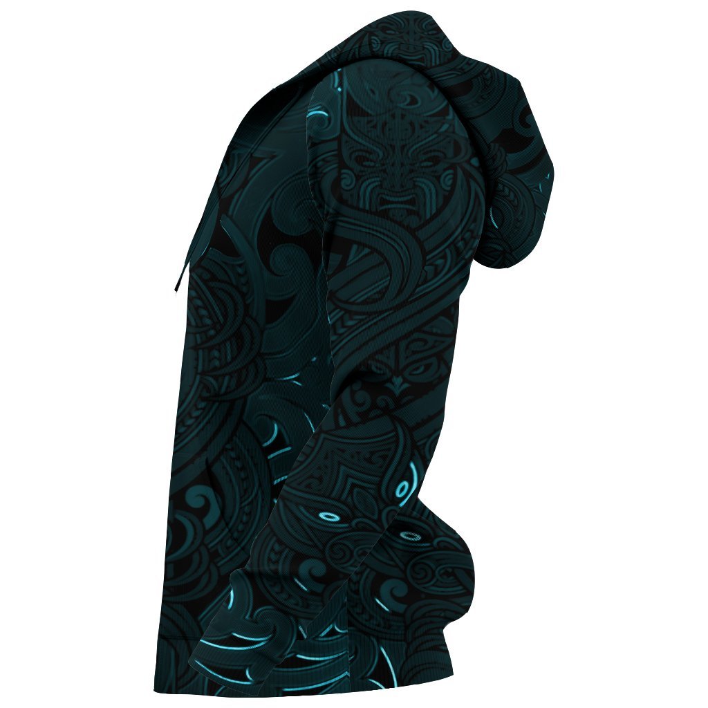 Lionnix New Zealand Hoodie, Maori Gods Pullover Hoodie, Tumatauenga (God Of War) - Blue - Vibe Hoodie Shop