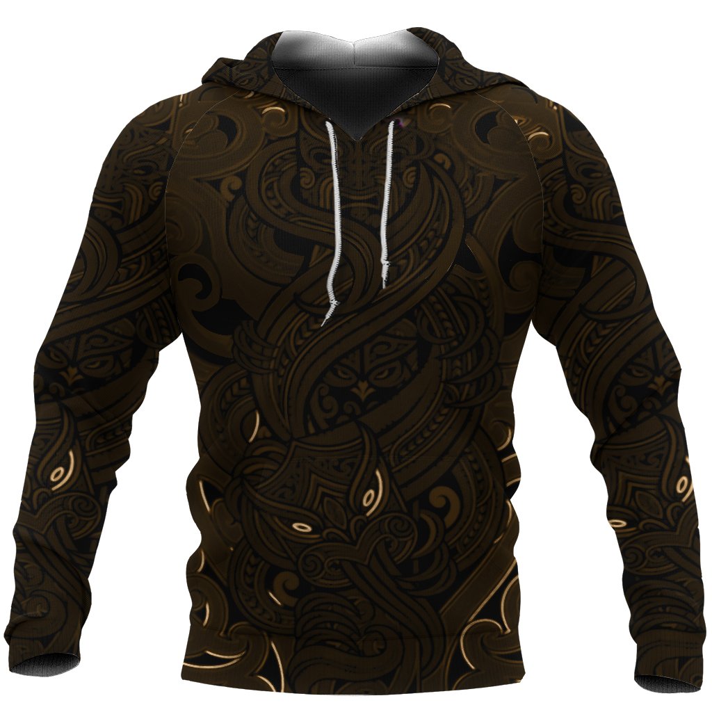 New Zealand Hoodie, Maori Gods Pullover Hoodie, Tumatauenga (God Of War) - Gold - Vibe Hoodie Shop