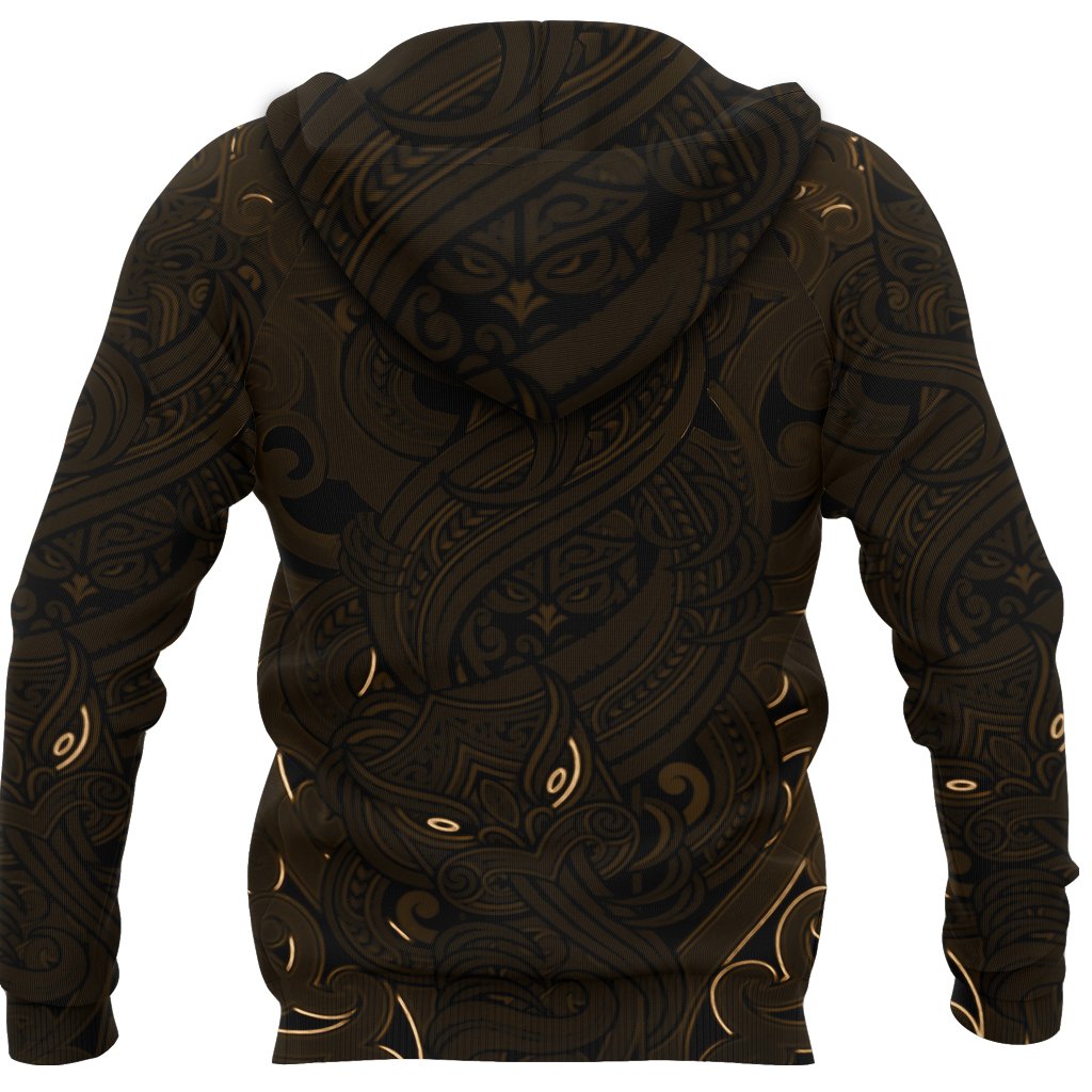 New Zealand Hoodie, Maori Gods Pullover Hoodie, Tumatauenga (God Of War) - Gold - Vibe Hoodie Shop