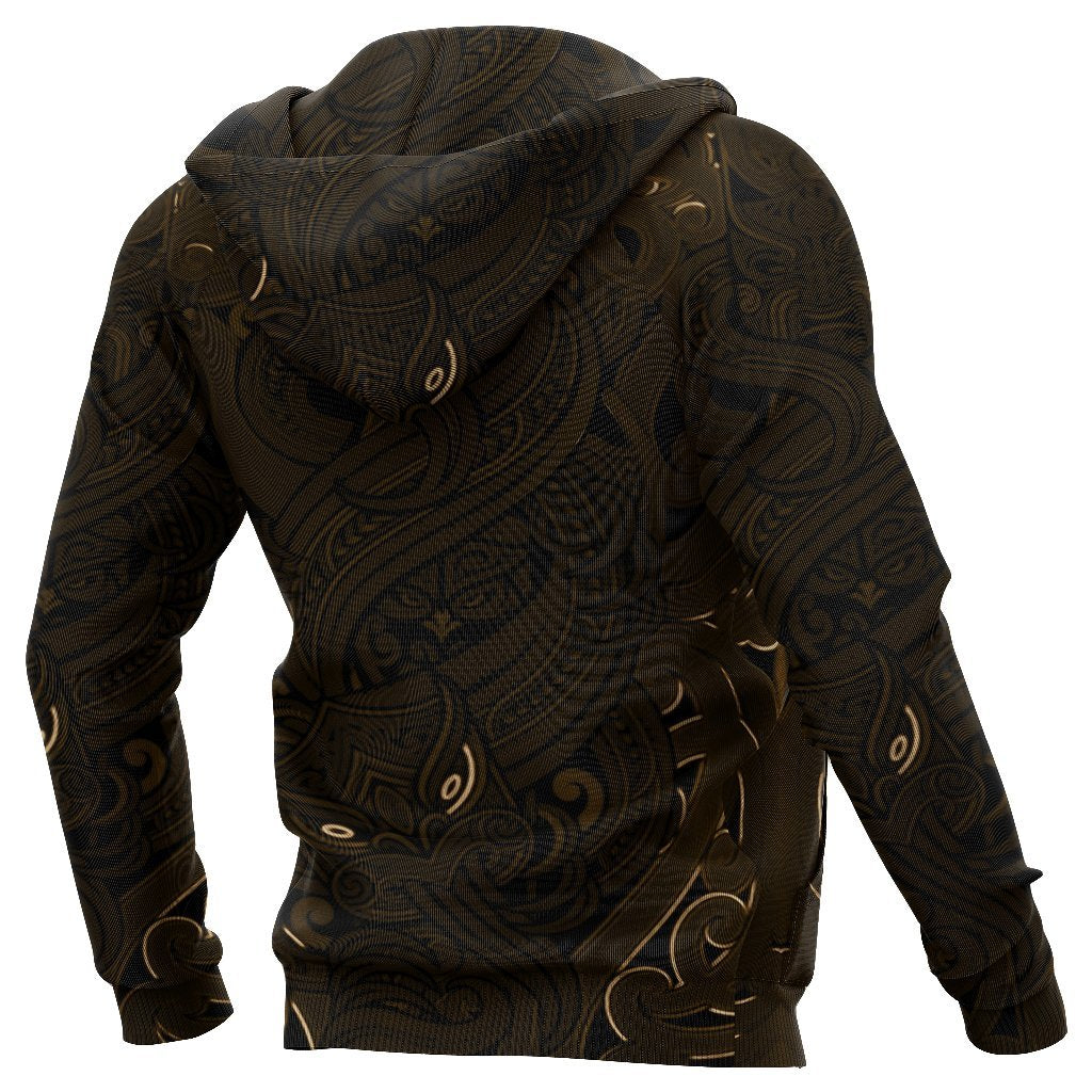 New Zealand Hoodie, Maori Gods Pullover Hoodie, Tumatauenga (God Of War) - Gold - Vibe Hoodie Shop