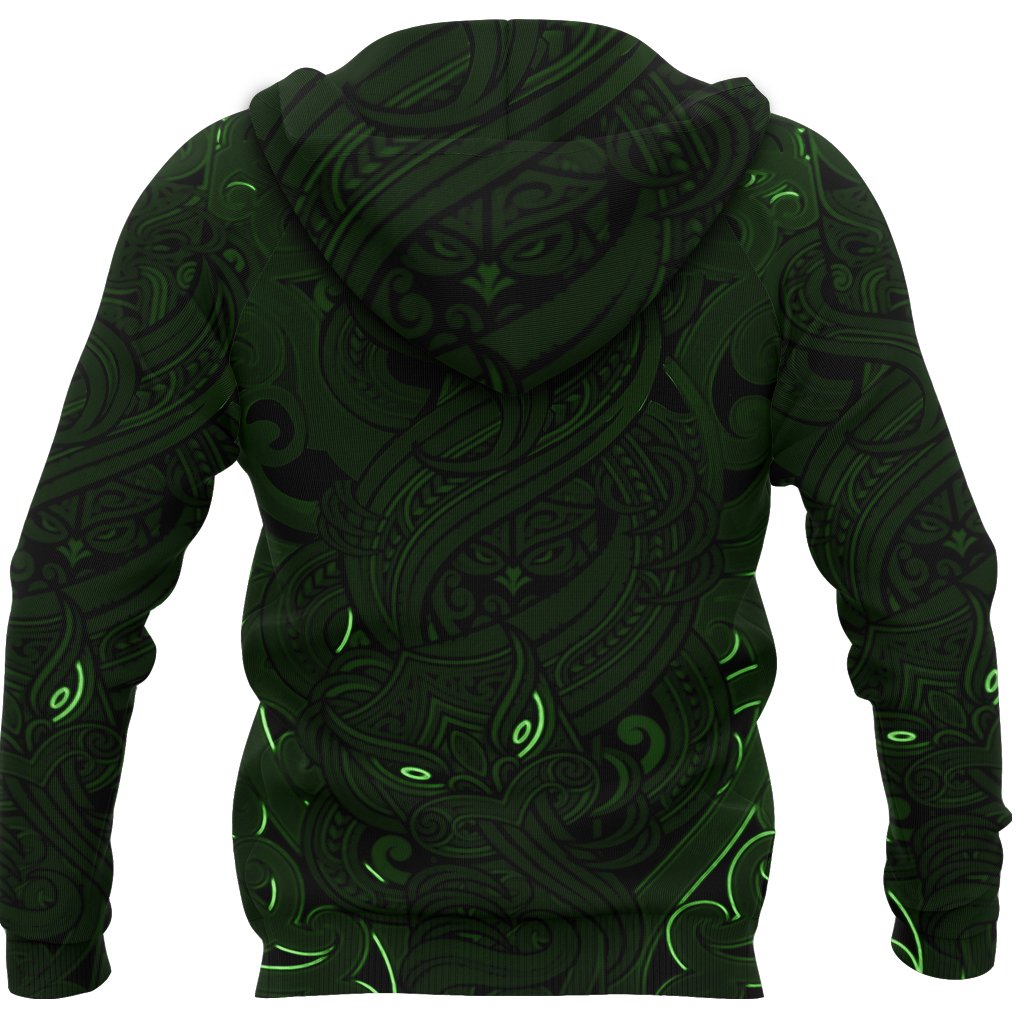 New Zealand Hoodie, Maori Gods Pullover Hoodie, Tumatauenga (God Of War) - Green - Vibe Hoodie Shop