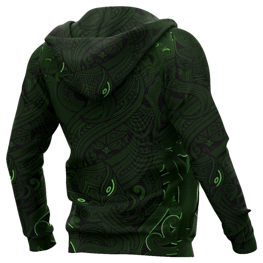 New Zealand Hoodie, Maori Gods Pullover Hoodie, Tumatauenga (God Of War) - Green - Vibe Hoodie Shop