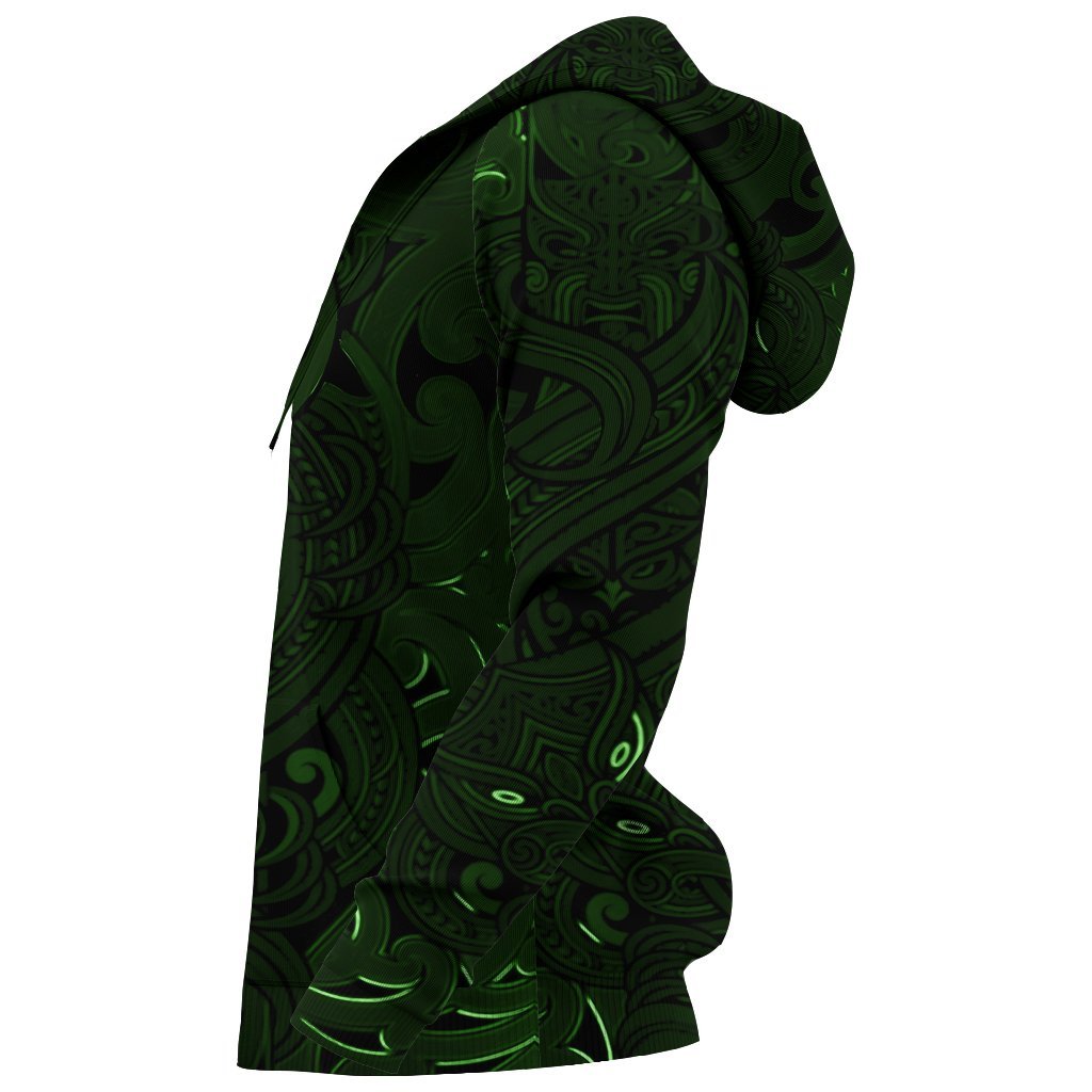 New Zealand Hoodie, Maori Gods Pullover Hoodie, Tumatauenga (God Of War) - Green - Vibe Hoodie Shop