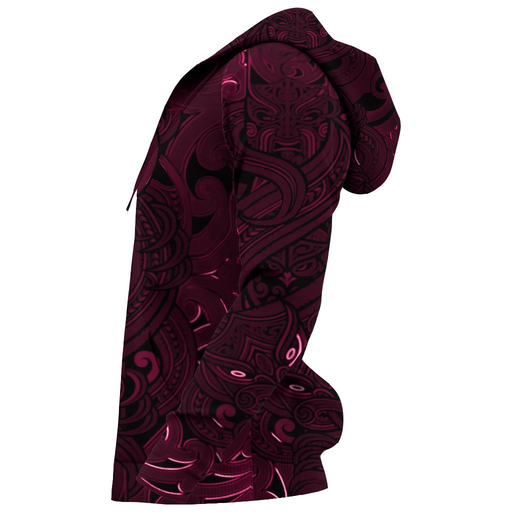 New Zealand Hoodie, Maori Gods Pullover Hoodie, Tumatauenga (God Of War) - Pink - Vibe Hoodie Shop