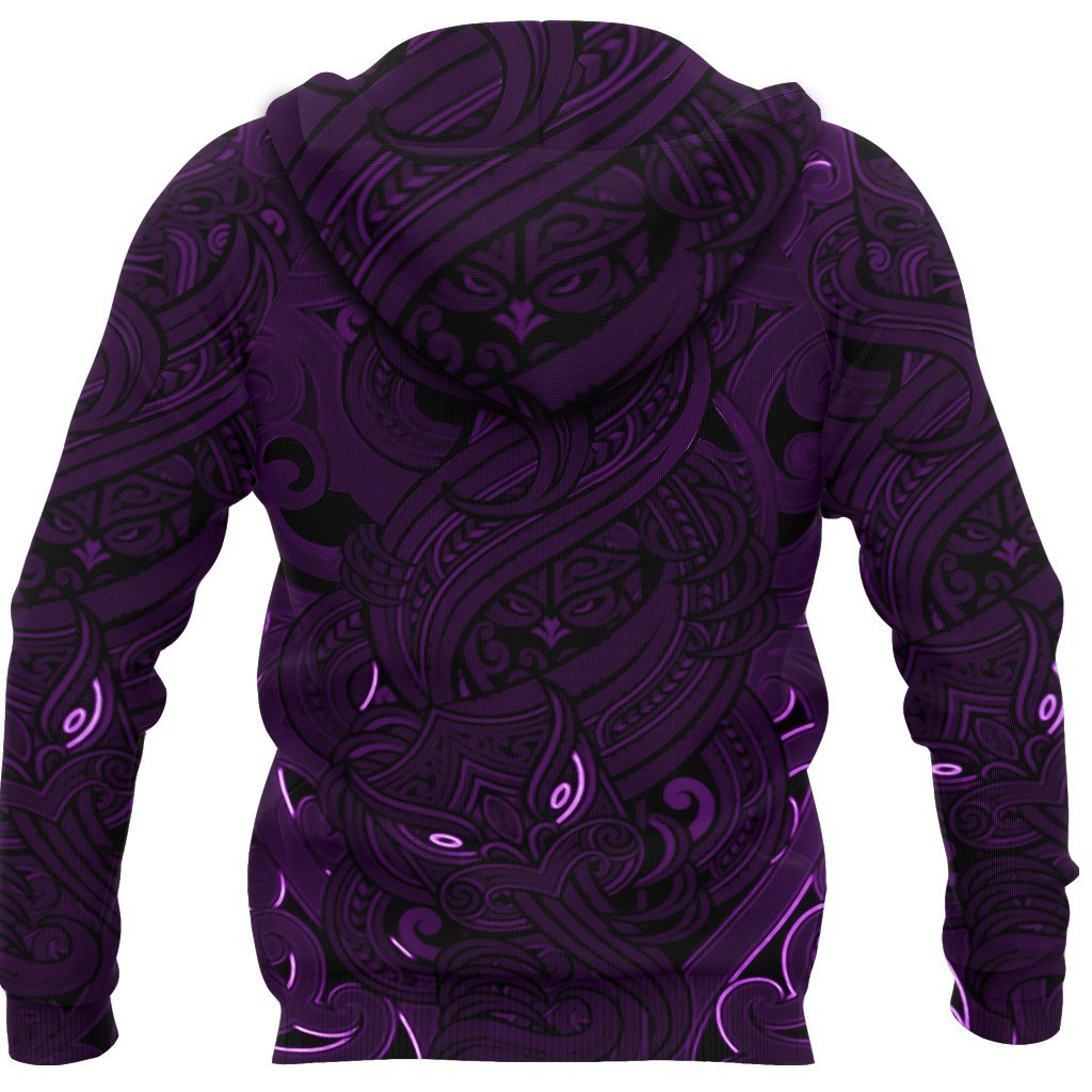 New Zealand Hoodie, Maori Gods Pullover Hoodie, Tumatauenga (God Of War) - Purple - Vibe Hoodie Shop