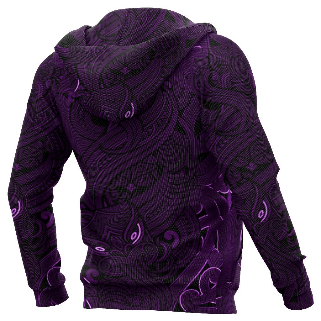 New Zealand Hoodie, Maori Gods Pullover Hoodie, Tumatauenga (God Of War) - Purple - Vibe Hoodie Shop