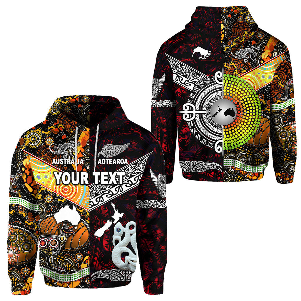 (Custom Personalised) New Zealand Maori Aotearoa And Australia Aboriginal Hoodie Together - Red LT8 - Vibe Hoodie Shop