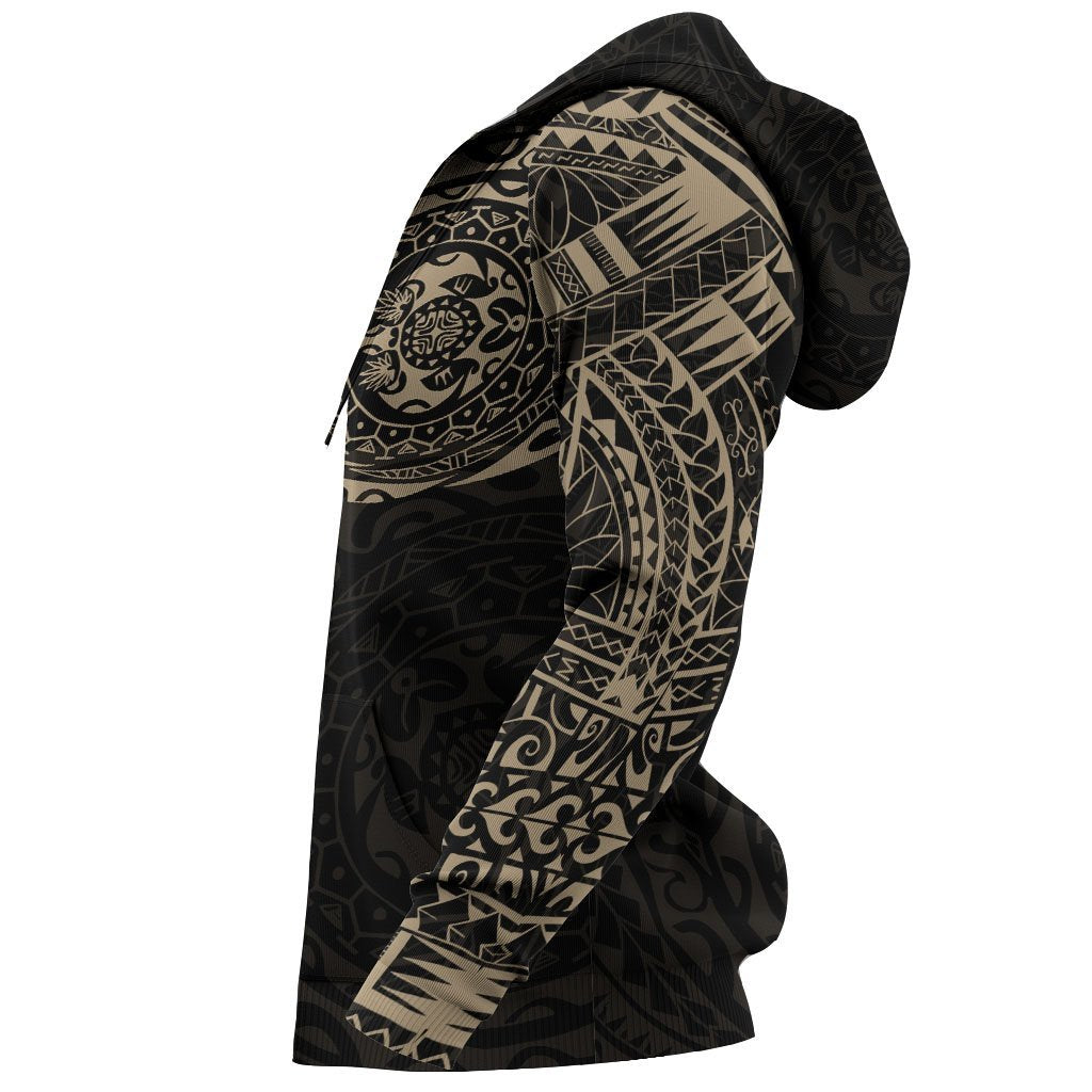 Maori Tattoo Hoodie, New Zealand Turtle All Over Print Hoodie - Vibe Hoodie Shop