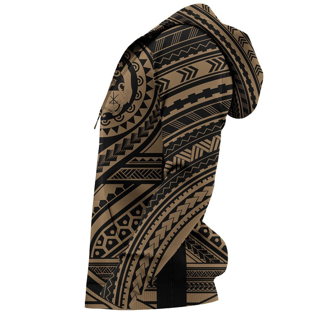 Zip Up Hoodie Tonga Polynesian Gold - Tattoo Style - Vibe Hoodie Shop