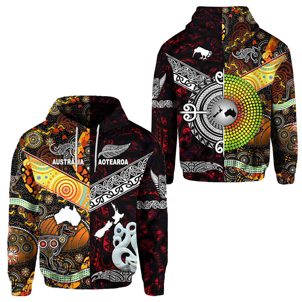 New Zealand Maori Aotearoa And Australia Aboriginal Hoodie Together - Red LT8 - Vibe Hoodie Shop