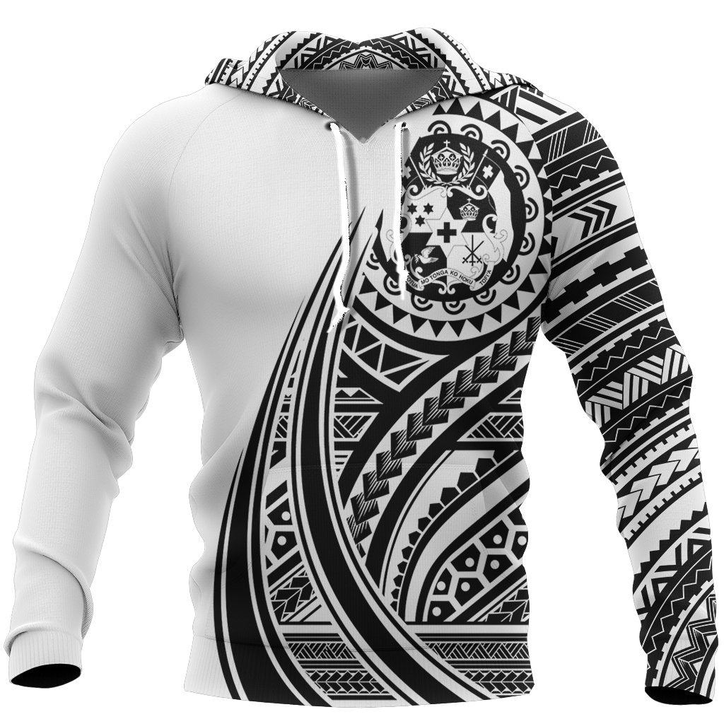 Hoodie Tonga Polynesian White - Tattoo Style - Vibe Hoodie Shop