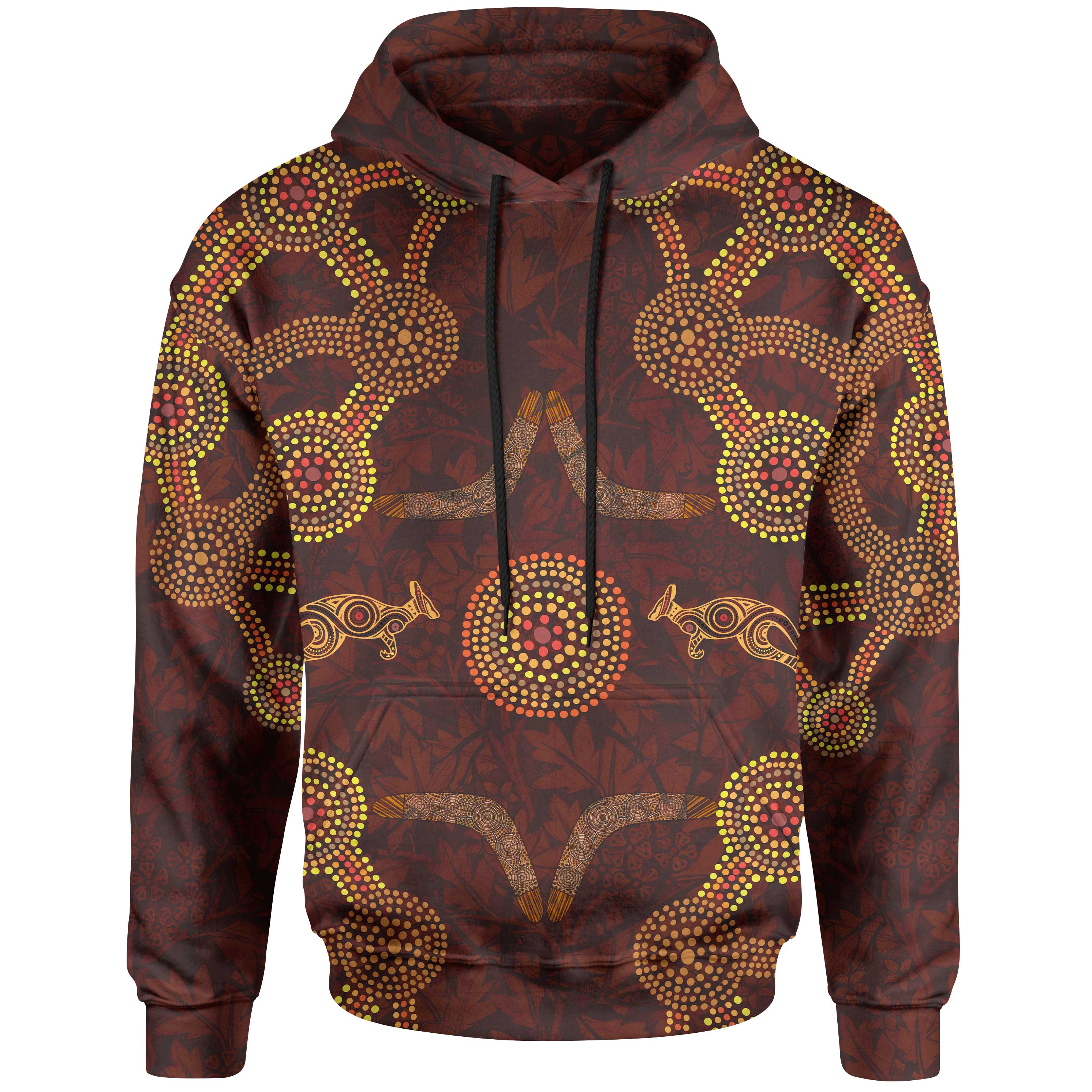 Aboriginal Hoodie - Dot Painting Indigenous Boomerang - Vibe Hoodie Shop