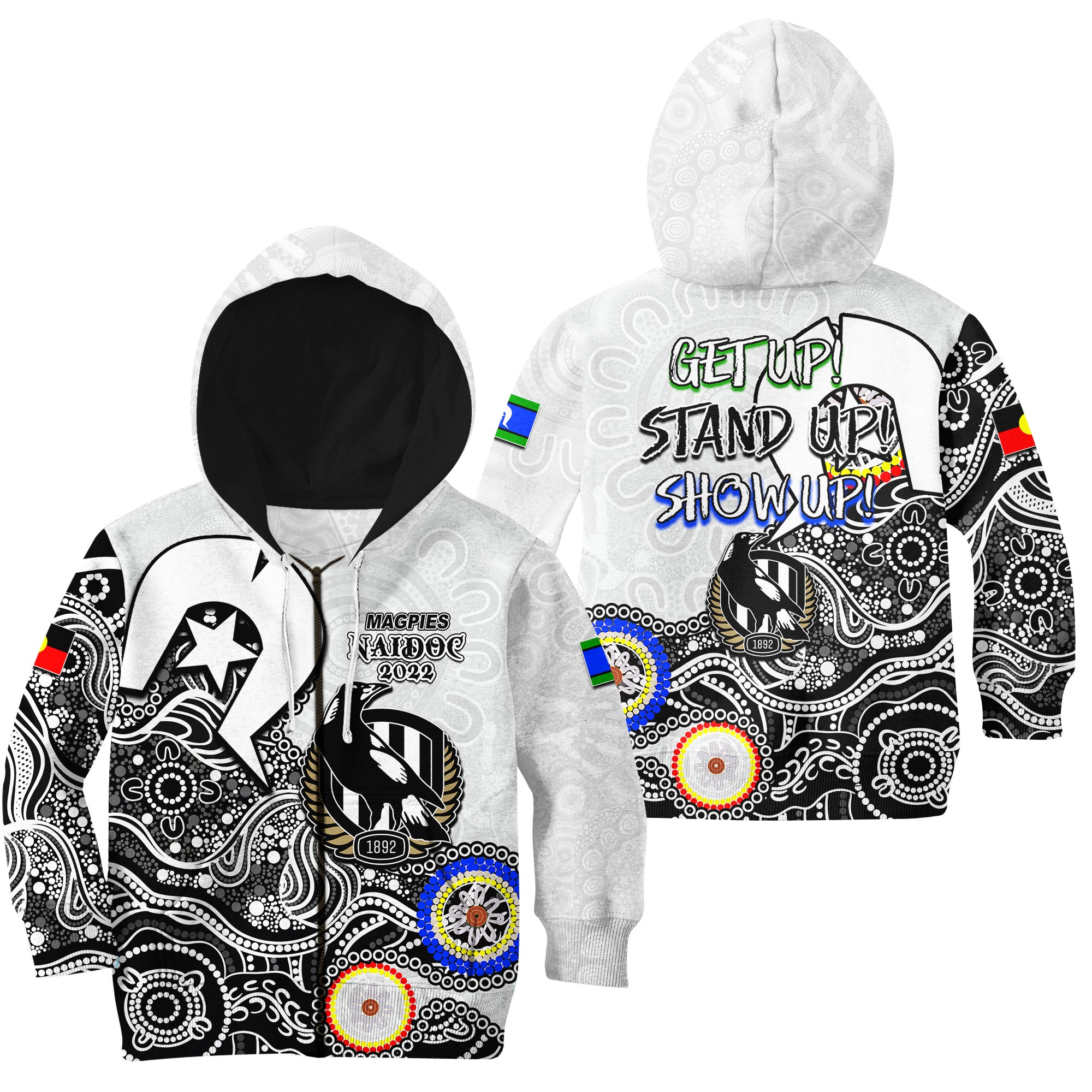 Magpies Australian Football Hoodie KID NAIDOC 2022 Patterns - Vibe Hoodie Shop