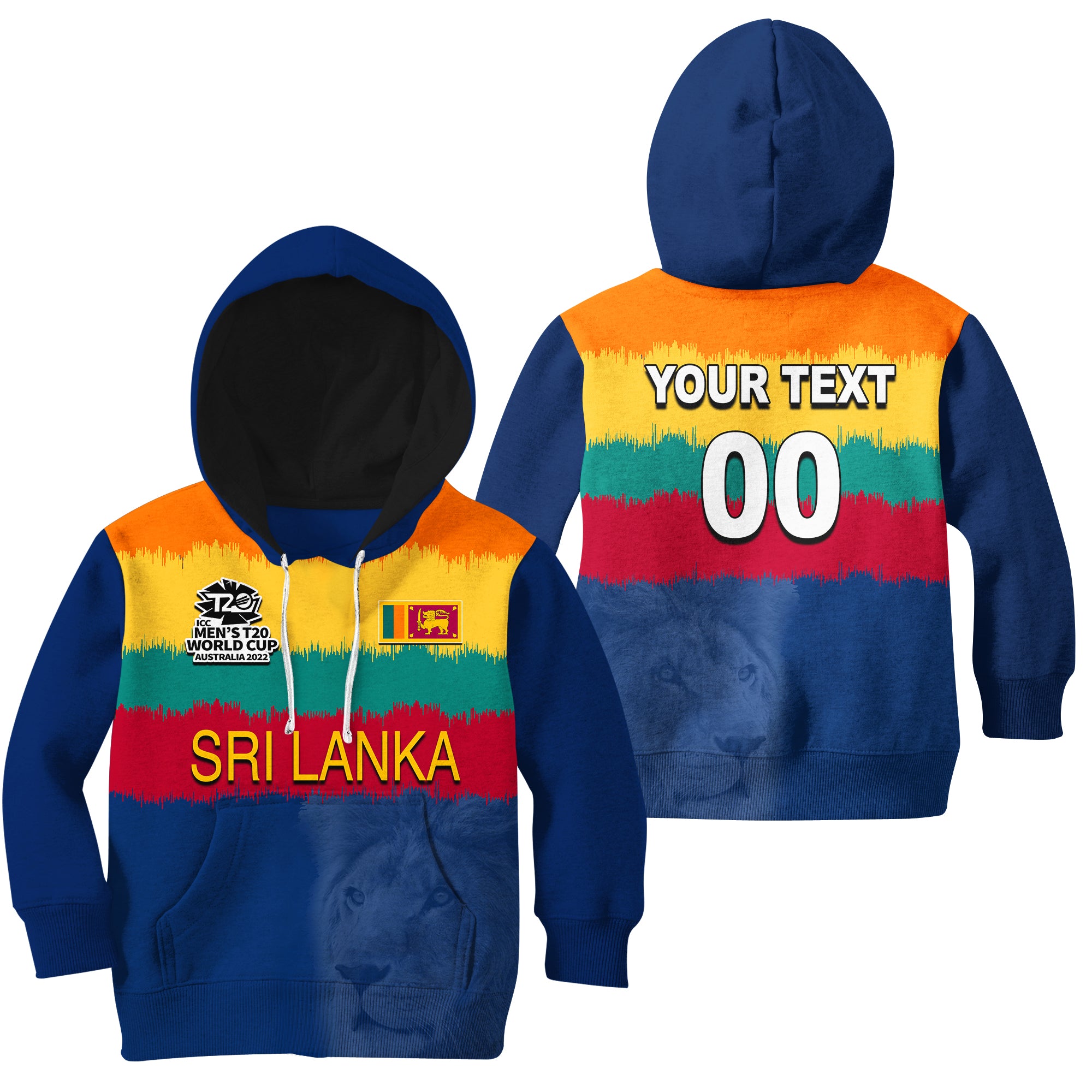 (Custom Personalised And Number) Sri Lanka Cricket Men's T20 World Cup Hoodie KID - Vibe Hoodie Shop