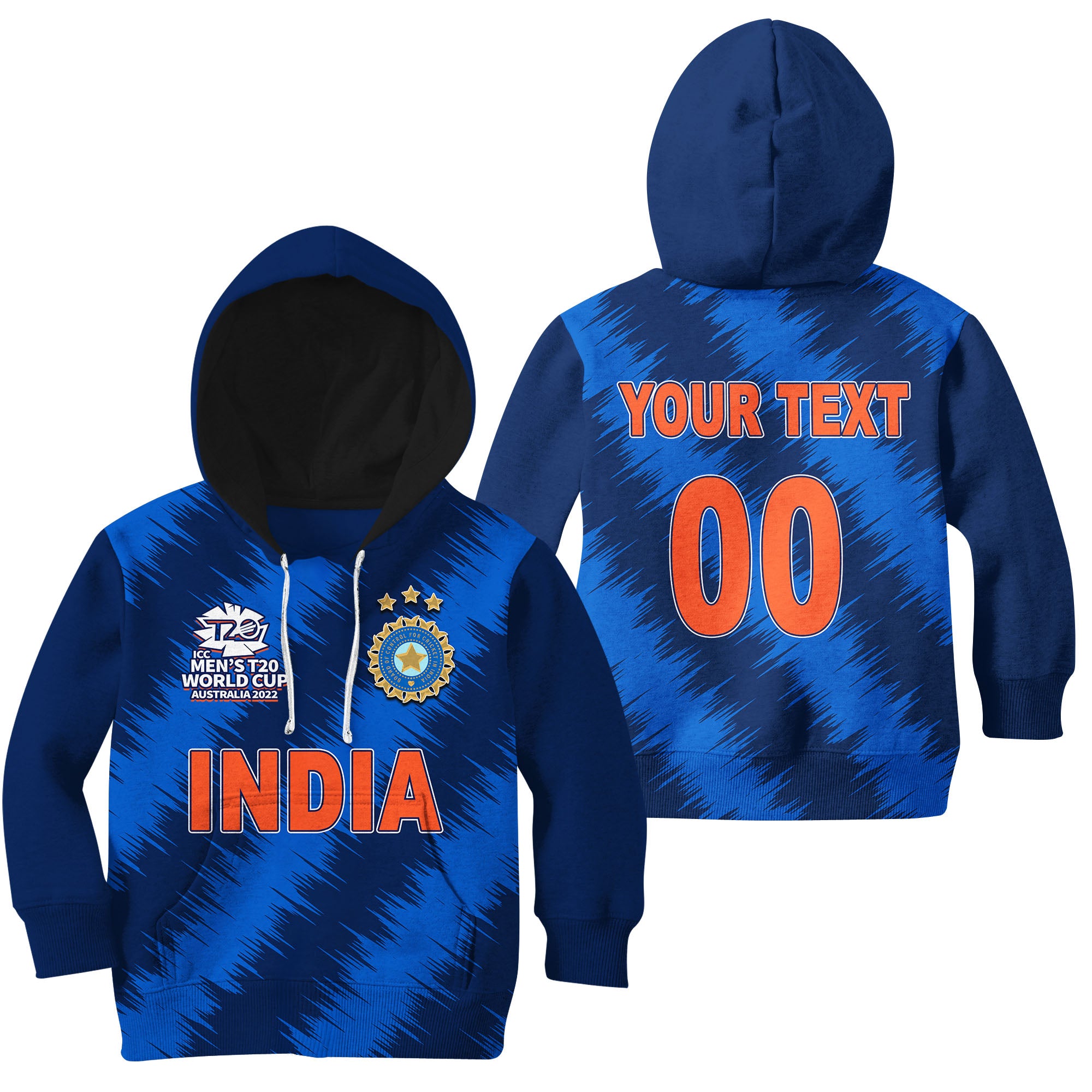 (Custom Personalised And Number) India Cricket Men's T20 World Cup Hoodie KID - Vibe Hoodie Shop