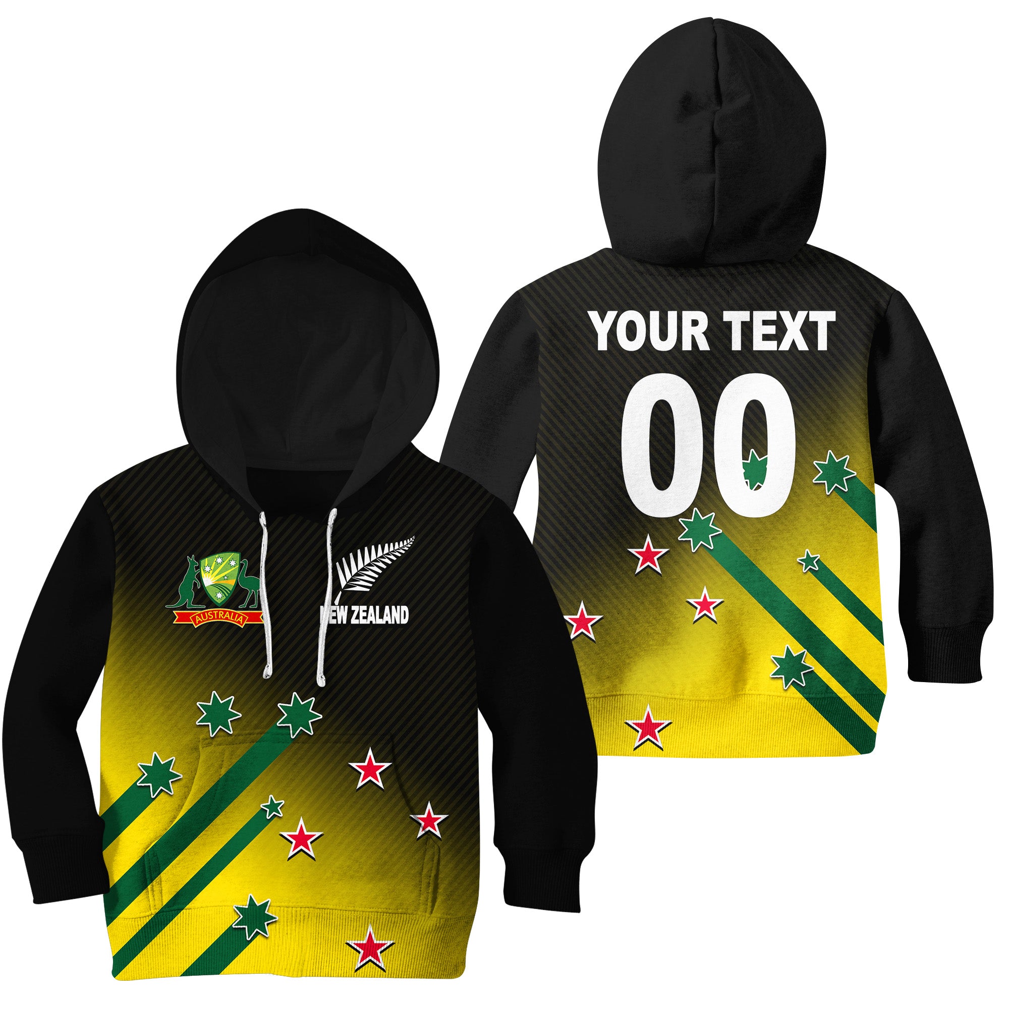 (Custom Personalised And Number) Cricket Men's T20 World Cup Australia Mix New Zealand Hoodie KID - Vibe Hoodie Shop