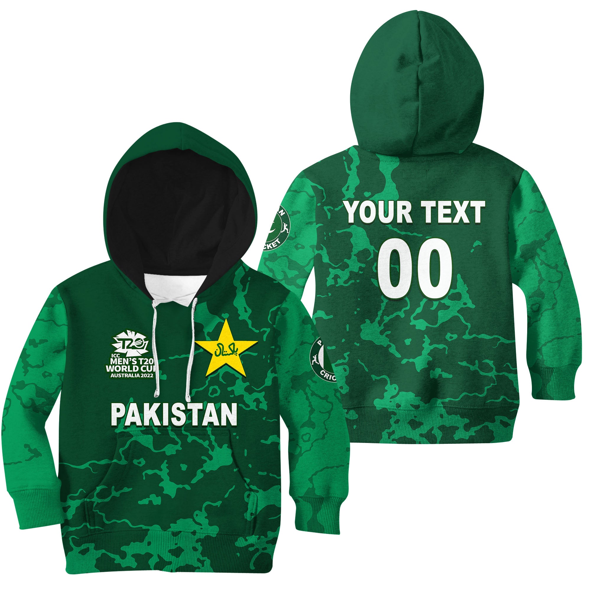 (Custom Personalised And Number) Pakistan Cricket Jersey Hoodie KID - Vibe Hoodie Shop