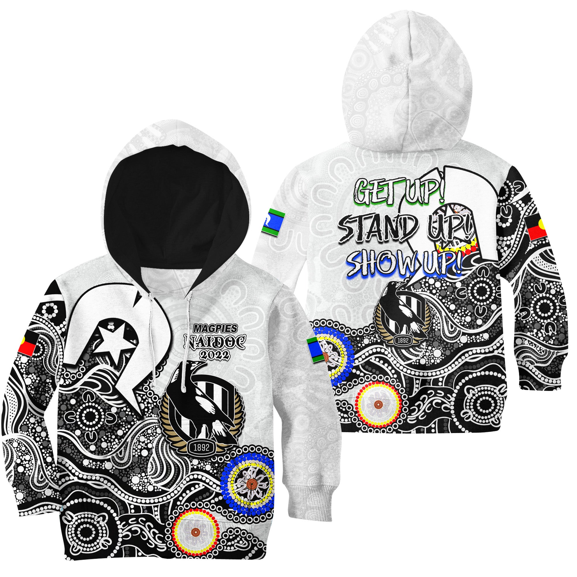 Magpies Australian Football Hoodie KID NAIDOC 2022 Patterns - Vibe Hoodie Shop