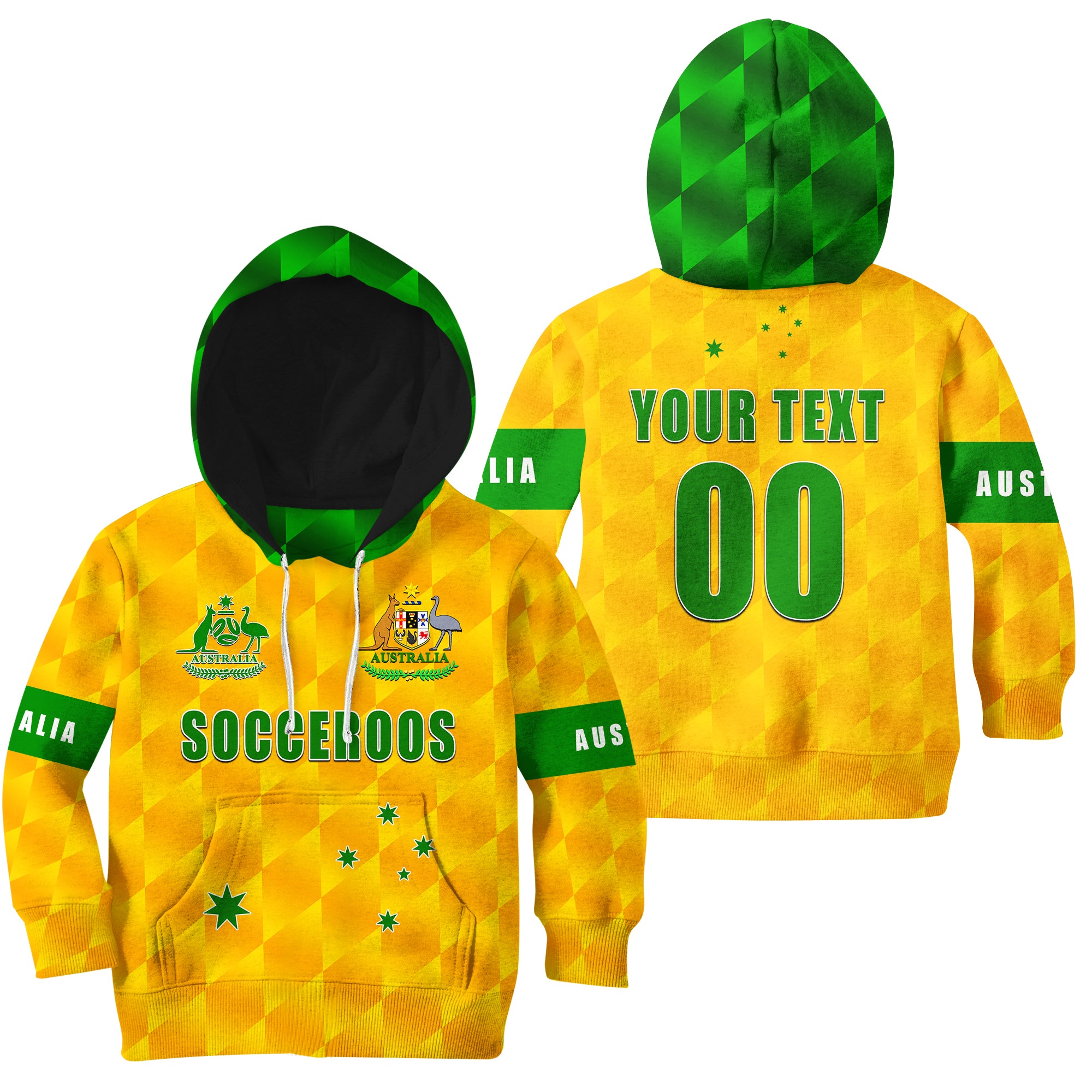 (Custom Personalised And Number) Australia Soccer Hoodie KID Socceroos Vibe Style - Vibe Hoodie Shop