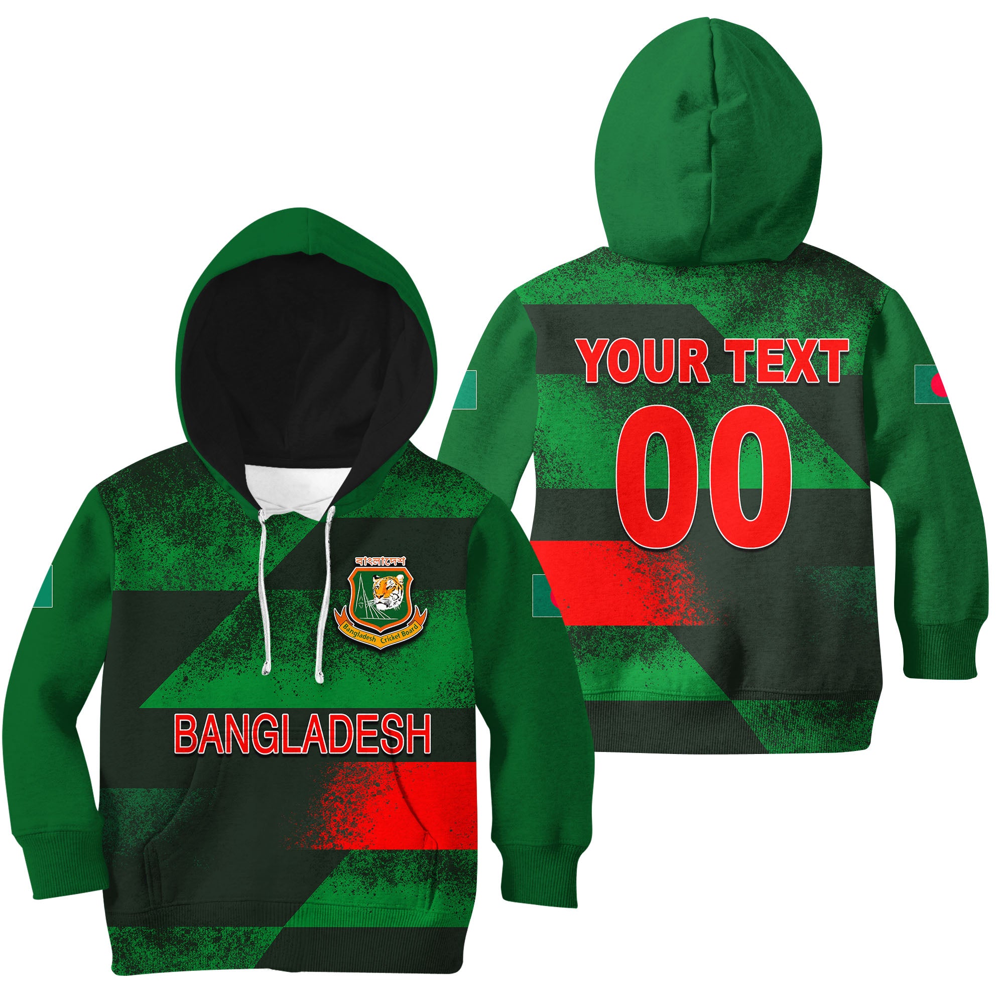 (Custom Personalised And Number) Bangladesh Cricket Men's T20 World Cup Hoodie KID - Vibe Hoodie Shop