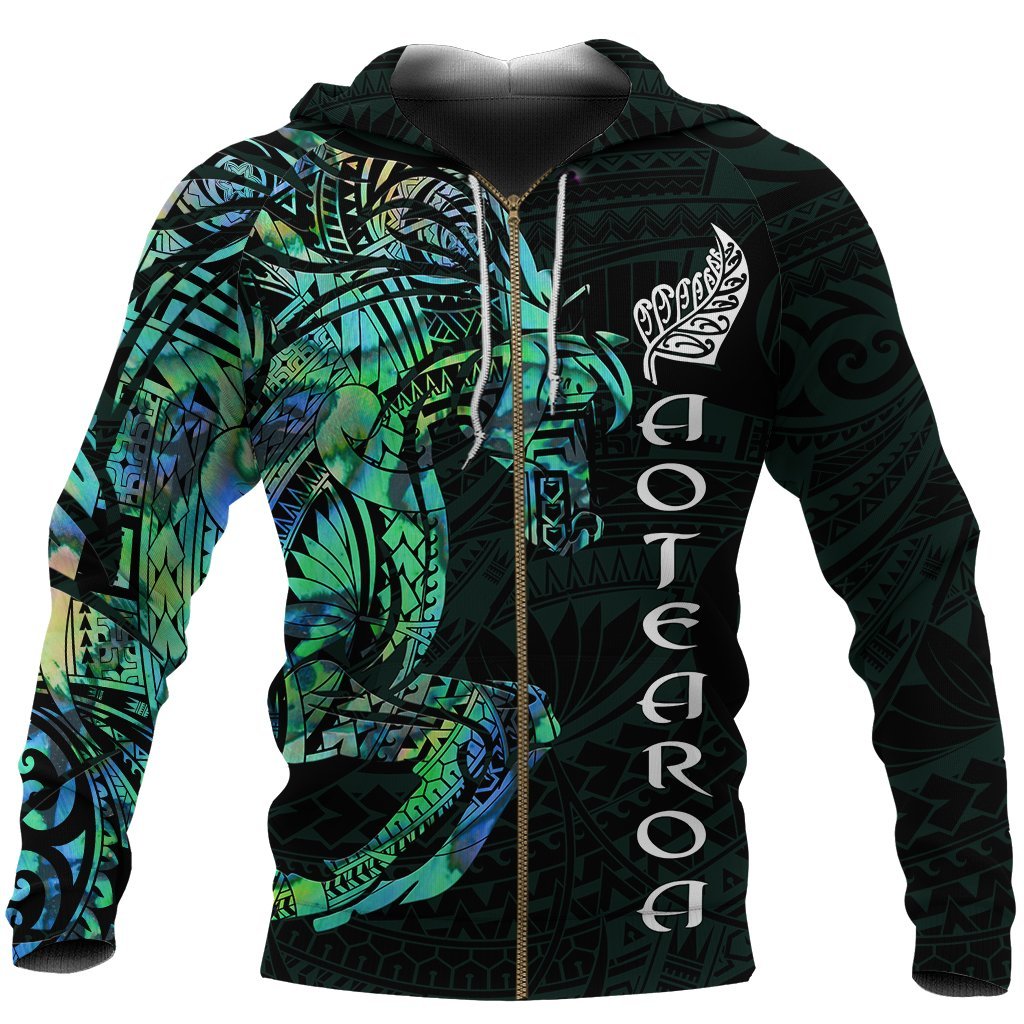 New Zealand Zip Up Hoodie, Maori Horse Paua Shell Zipper Hoodie - Vibe Hoodie Shop