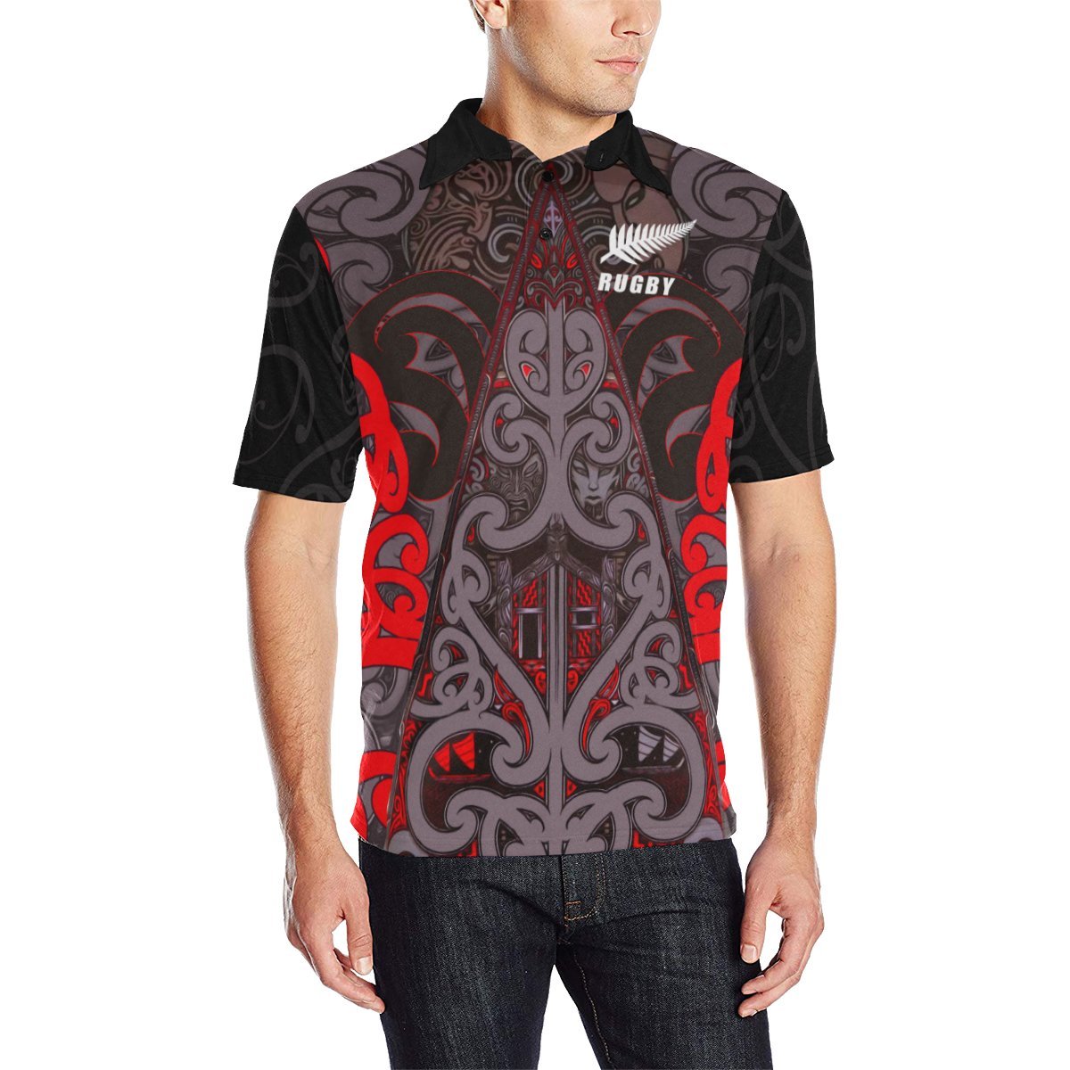 New Zealand Maori Rugby Polo T shirt - Vibe Hoodie Shop