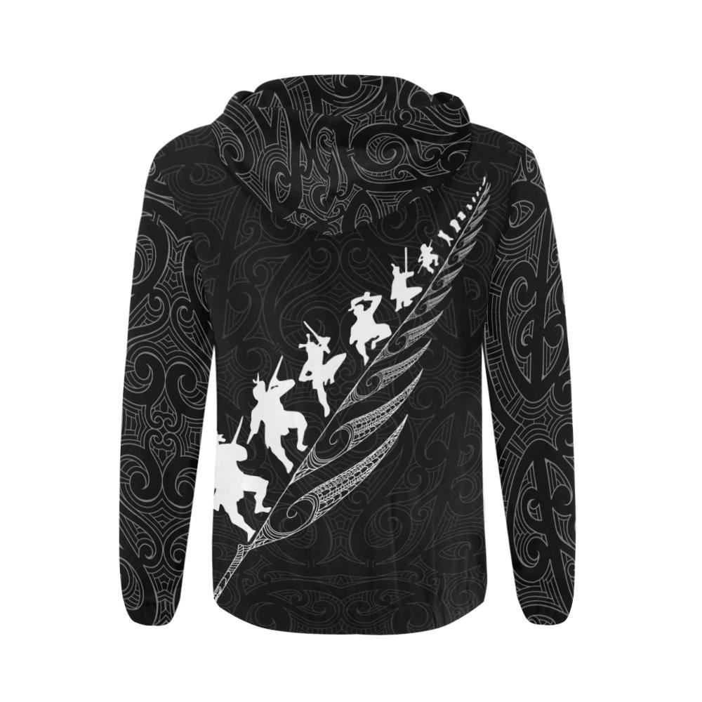 New Zealand Zip Hoodie Kiwi Rugby Haka - Vibe Hoodie Shop