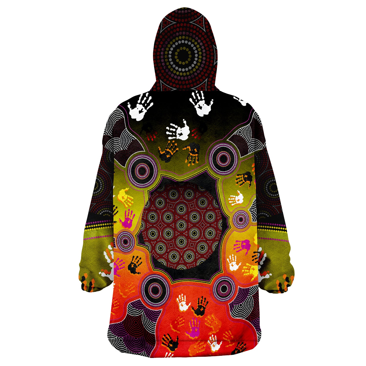 Indigenous Circle Dot Painting Hand Art Wearable Blanket Hoodie - Vibe Hoodie Shop