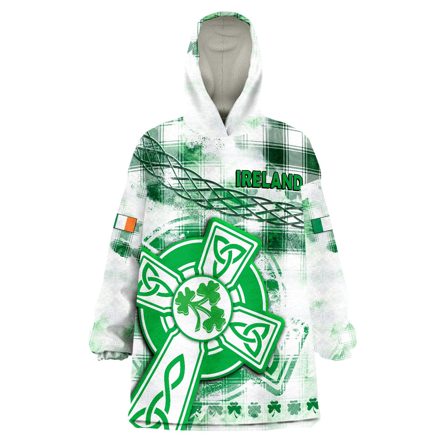Ireland Cross Cricket Team Celtic Irish Green Pattern Unique Wearable Blanket Hoodie - Vibe Hoodie Shop
