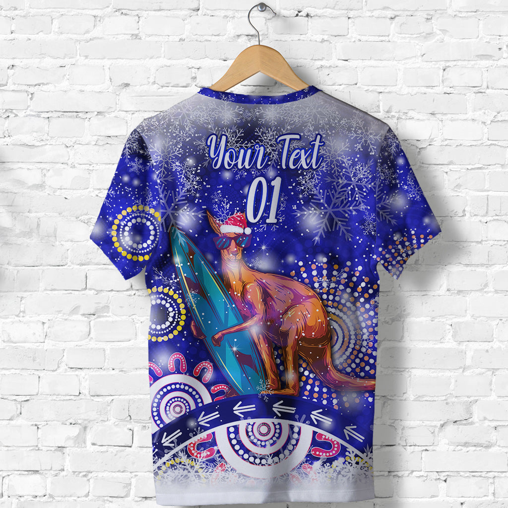 (Custom Personalised) Australian Kangaroo Christmas T shirt Original Style - Blue - Vibe Hoodie Shop
