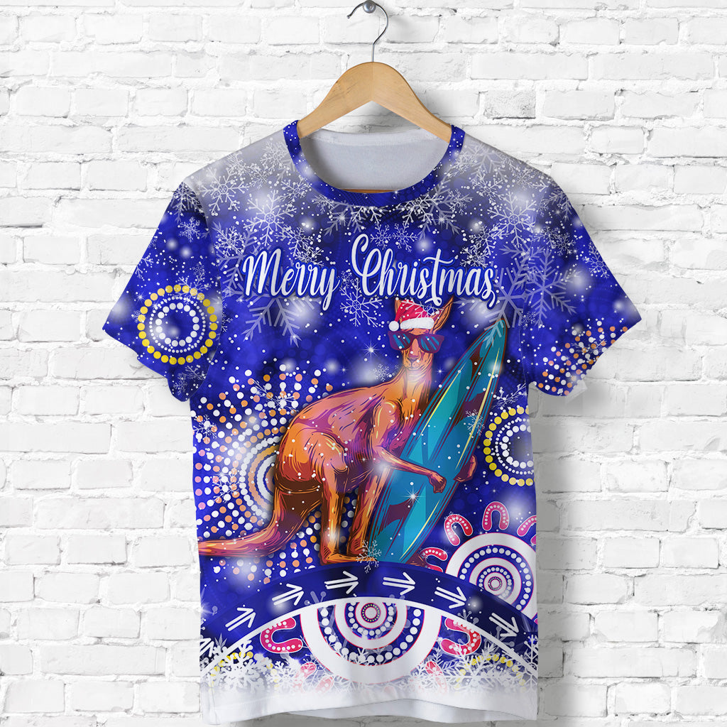 (Custom Personalised) Australian Kangaroo Christmas T shirt Original Style - Blue - Vibe Hoodie Shop
