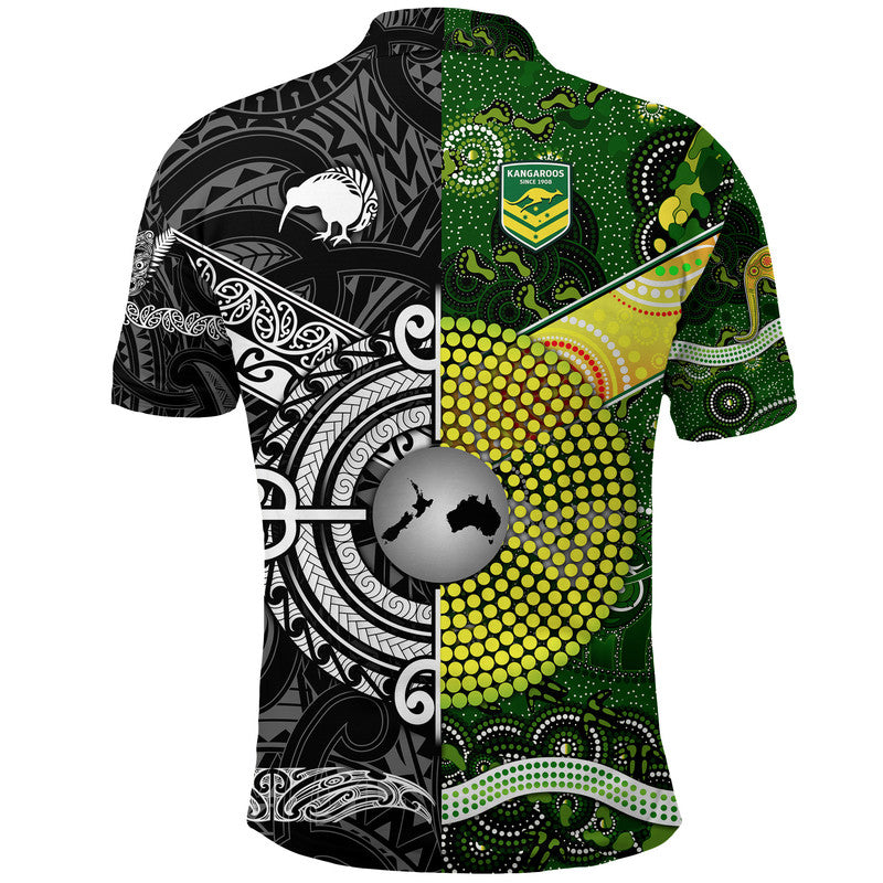 New Zealand Maori All Black And Australia Kangaroos Aboriginal Polo Shirt Rugby Together - Vibe Hoodie Shop