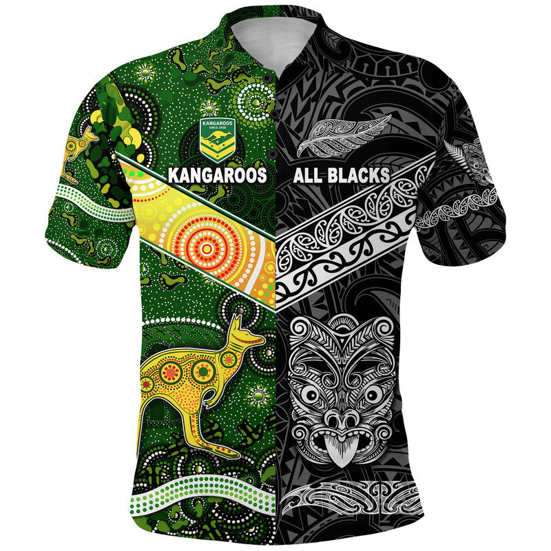 New Zealand Maori All Black And Australia Kangaroos Aboriginal Polo Shirt Rugby Together - Vibe Hoodie Shop