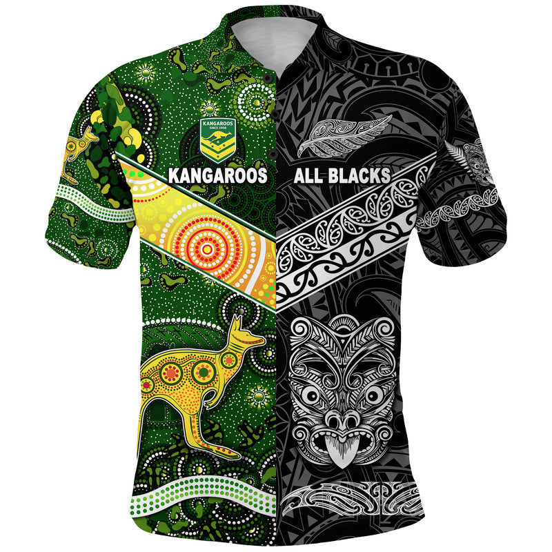 (Custom Personalised) New Zealand Maori All Black And Australia Kangaroos Aboriginal Polo Shirt Rugby Together - Vibe Hoodie Shop