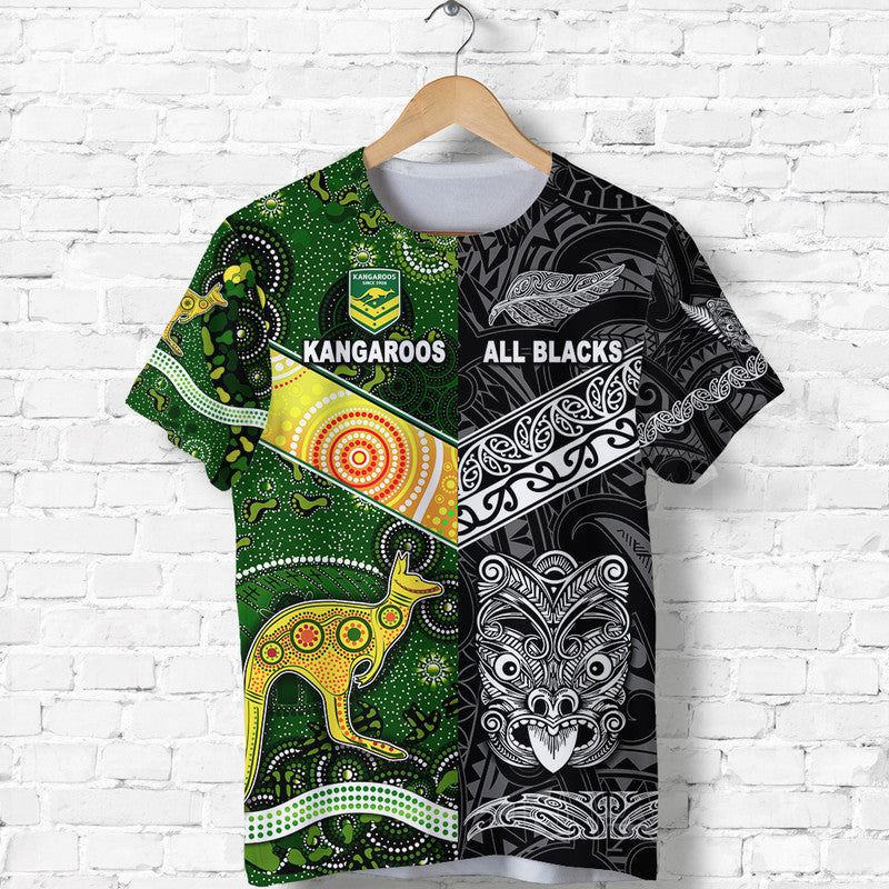 (Custom Personalised) New Zealand Maori All Black And Australia Kangaroos Aboriginal T Shirt Rugby Together - Vibe Hoodie Shop