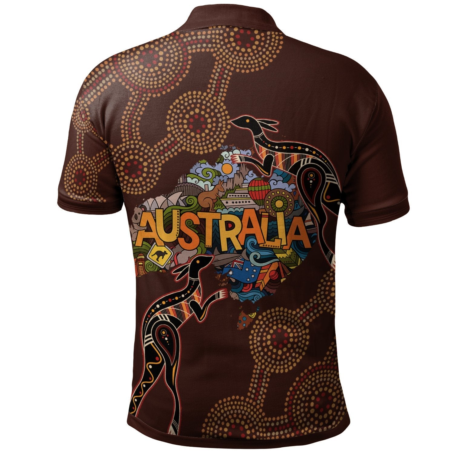 Vibe Hoodie Polo Shirt - Australia Map Aboriginal Kangaroo - Vibe Hoodie Shop