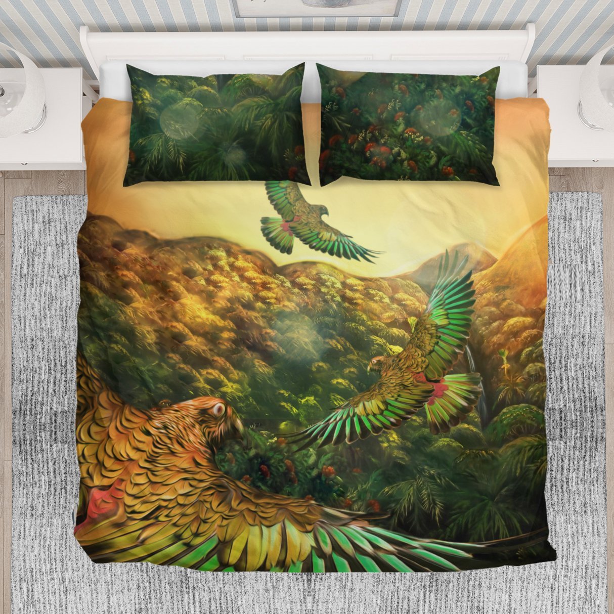 New Zealand Bedding Set, Kea Bird Duvet Cover And Pillow Case - Vibe Hoodie Shop