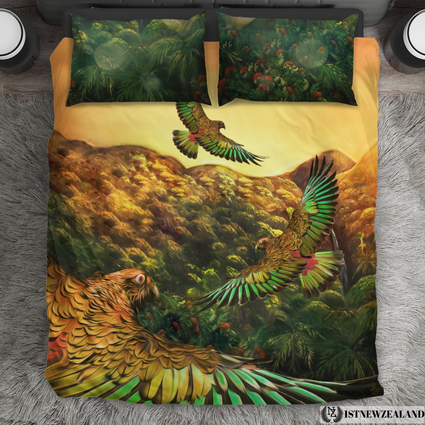 New Zealand Bedding Set, Kea Bird Duvet Cover And Pillow Case - Vibe Hoodie Shop