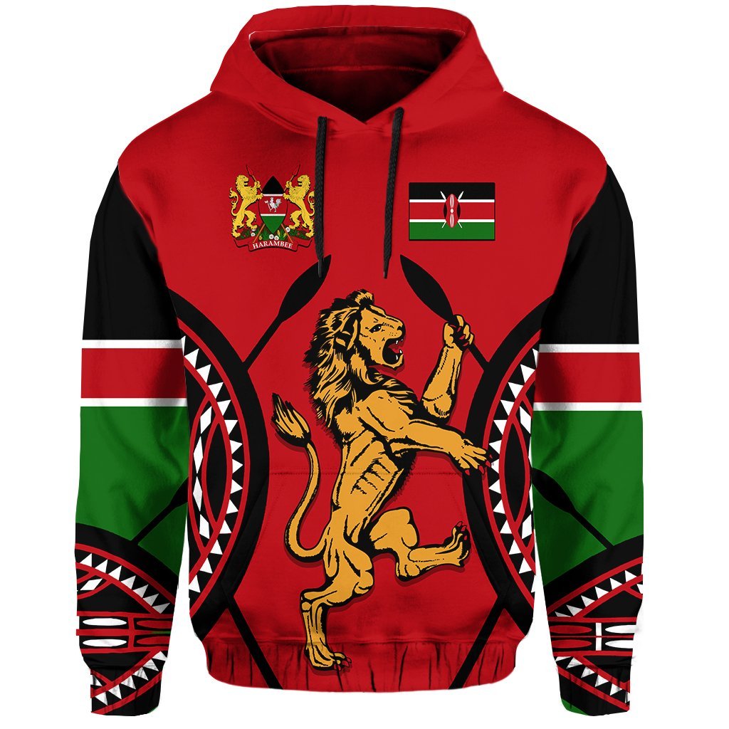 Kenya Rugby Lion Hoodie Maasai Shield - Vibe Hoodie Shop