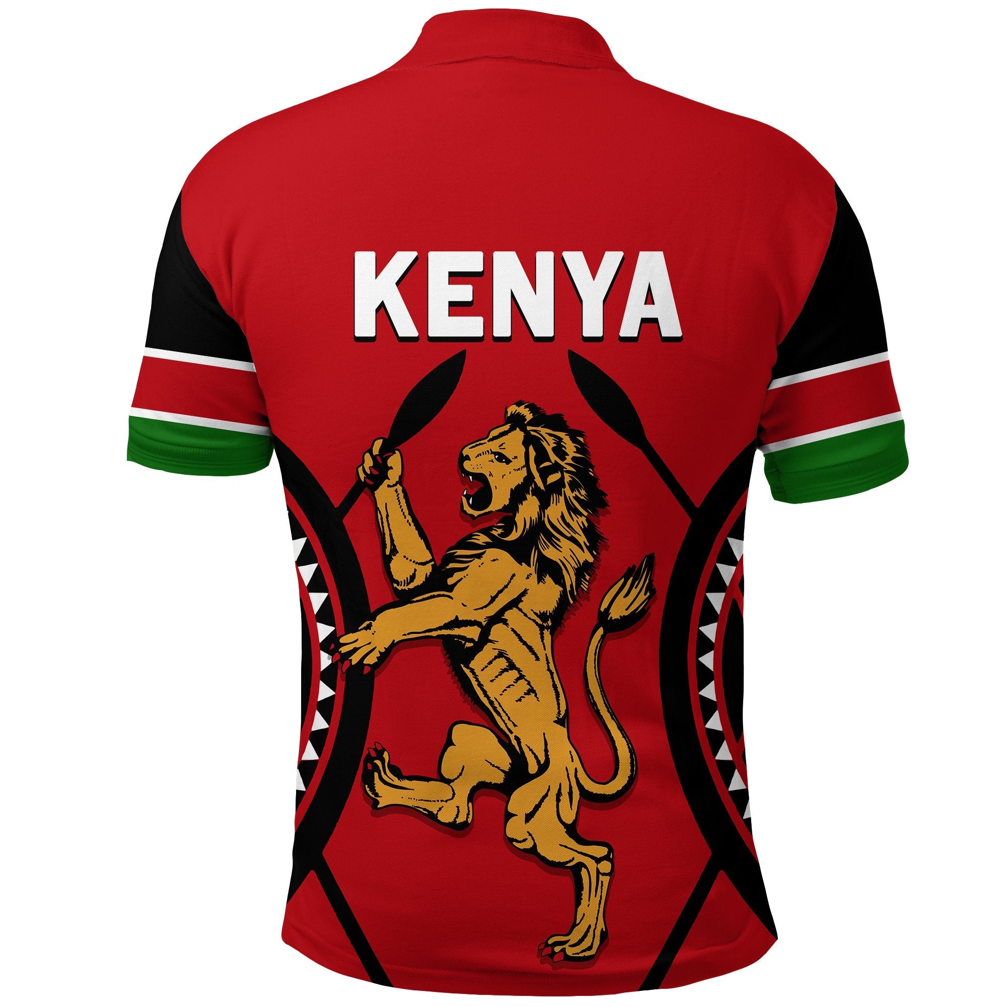 Kenya Rugby Lion Polo Shirt Maasai Shield - Vibe Hoodie Shop